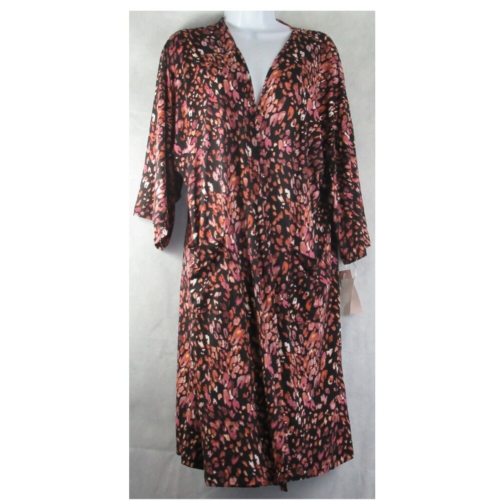 Linea Donatella Women's Soft Knit Wrap Robe, Multicolor Cheetah, Large to XL